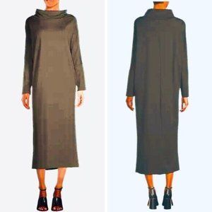 Bryn Walker Ilse Ponti Soft Knit Drape Mock Neck Long Dolman Sleeve Dress Medium